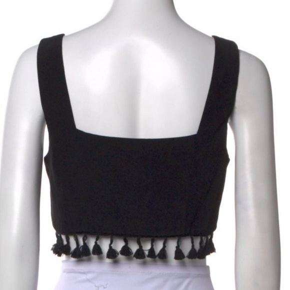 STAUD Black Sleeveless Crop Top with Tassels - Picture 3 of 3